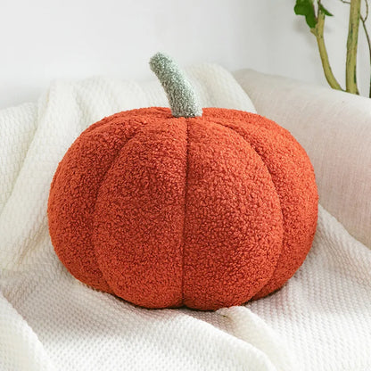Pumpkin Halloween plushie detail shot showing velvet texture and stitching