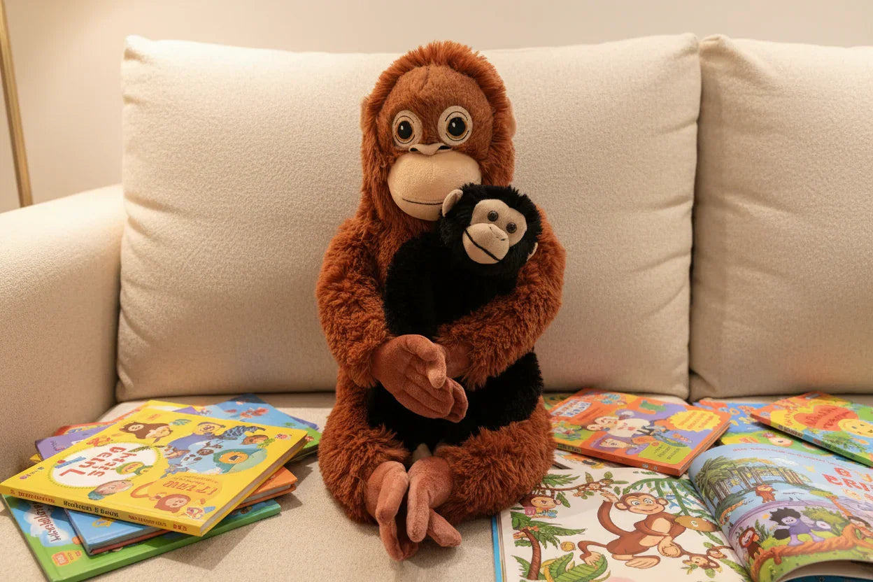 Punch-kun baby monkey plush set soft cotton material