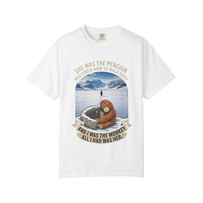 Punch Monkey and Lonely Penguin Vintage Graphic T-Shirt front view