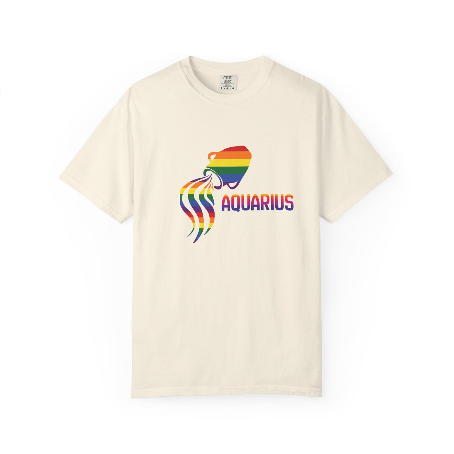 Rainbow water-bearer print on heavyweight cotton t-shirt