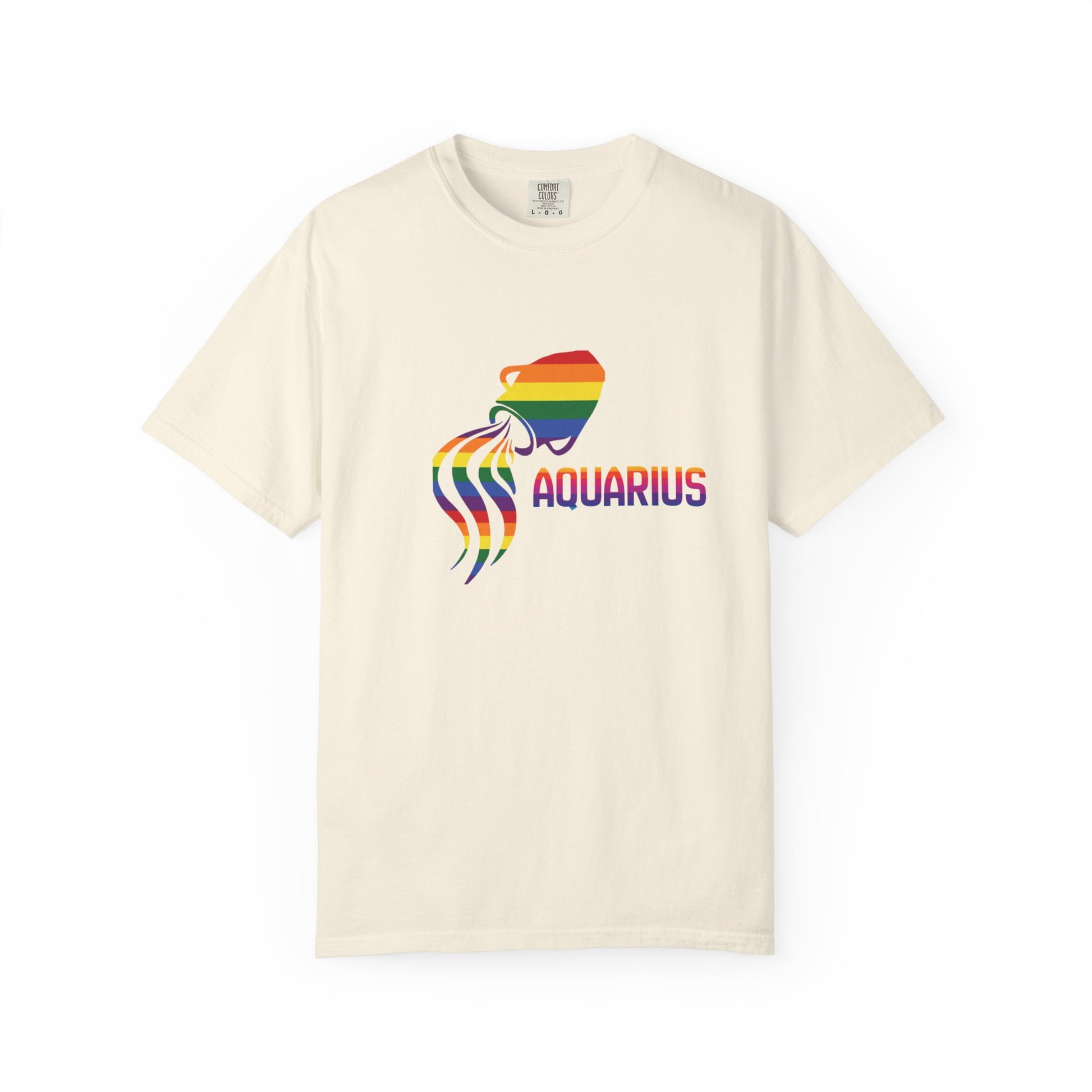 Rainbow water-bearer print on heavyweight cotton t-shirt