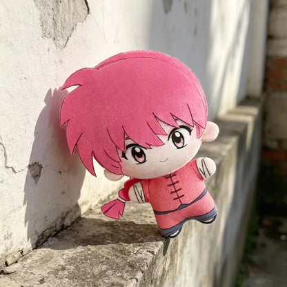 Ranma Saotome boy plush black hair pigtail detail close up handmade