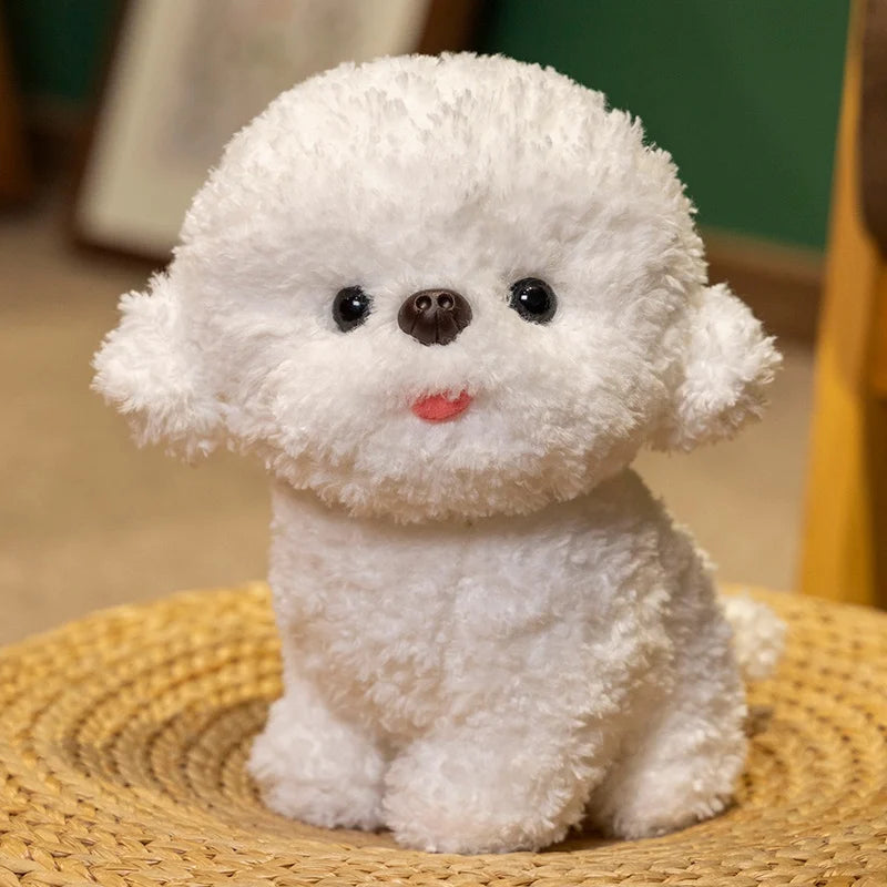 Realistic Bichon Frise dog plush white 20cm kawaii bedroom decor