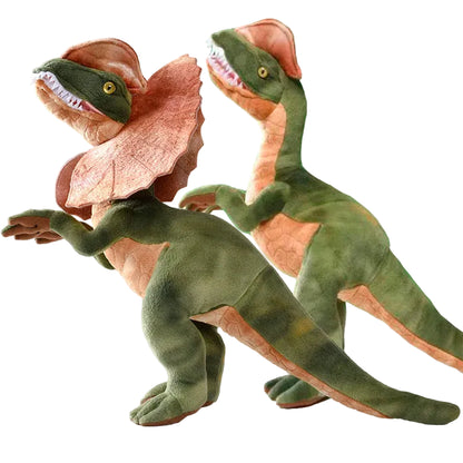 Realistic Dilophosaurus plush 50cm green dinosaur stuffed animal front view