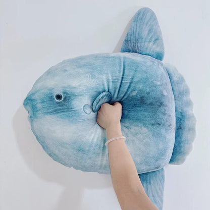 Realistic Mola mola plush front view showing rounded body and fins