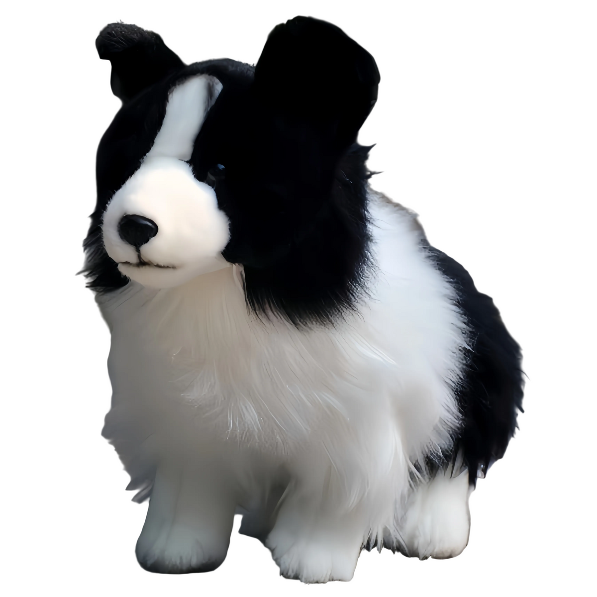 Realistic border collie plush dog black and white 25cm