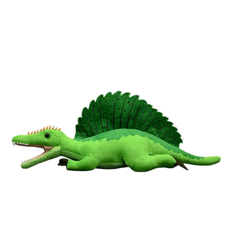 Realistic green Spinosaurus plush stuffed animal 45cm with dorsal sail front view handmade