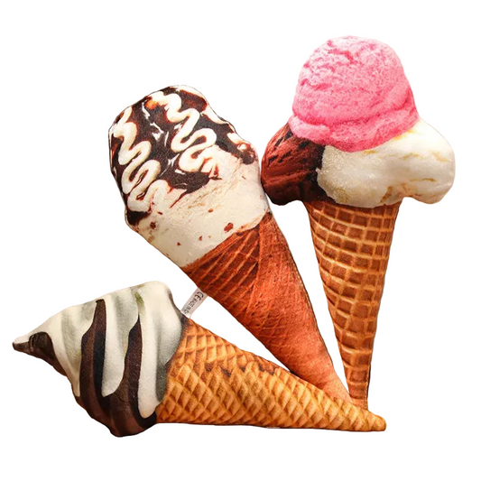 Realistic ice cream cone plushie in vanilla flavor, 50cm size