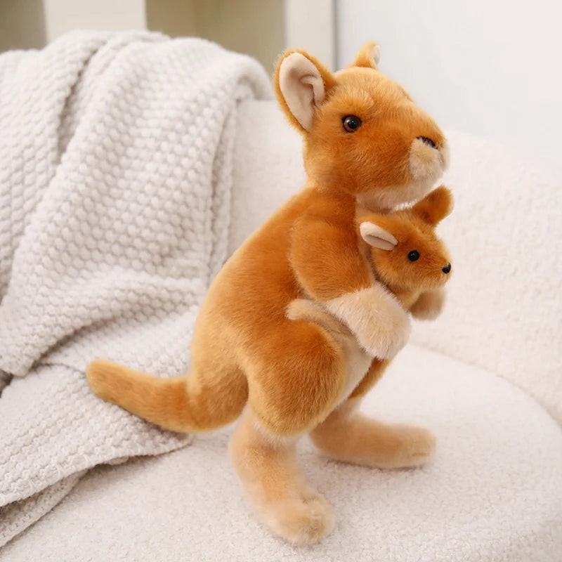 Realistic kangaroo plush side profile showing full proportions