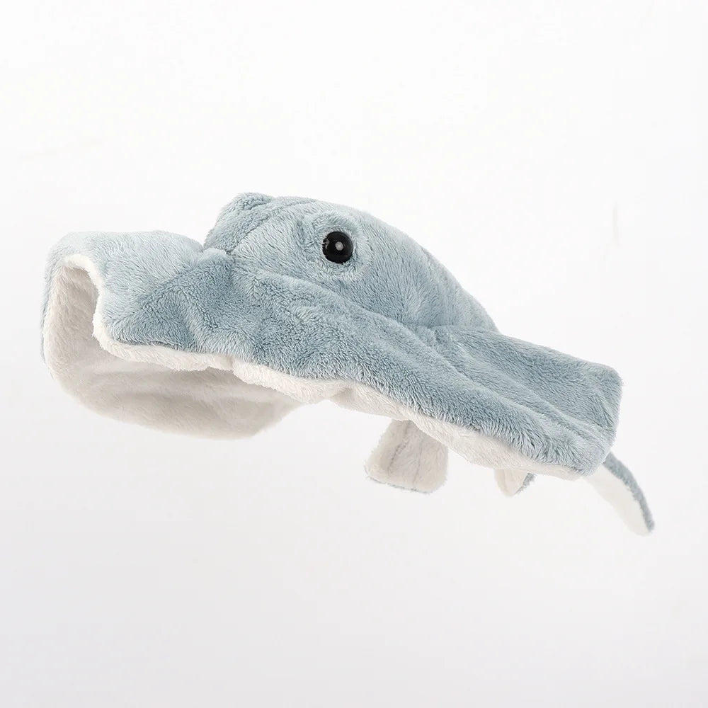 Realistic manta ray stuffed animal diamond body shape top view
