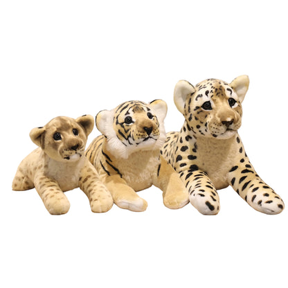 Realistic tiger cub plush stuffed animal with orange striped cotton fabric, 58cm size