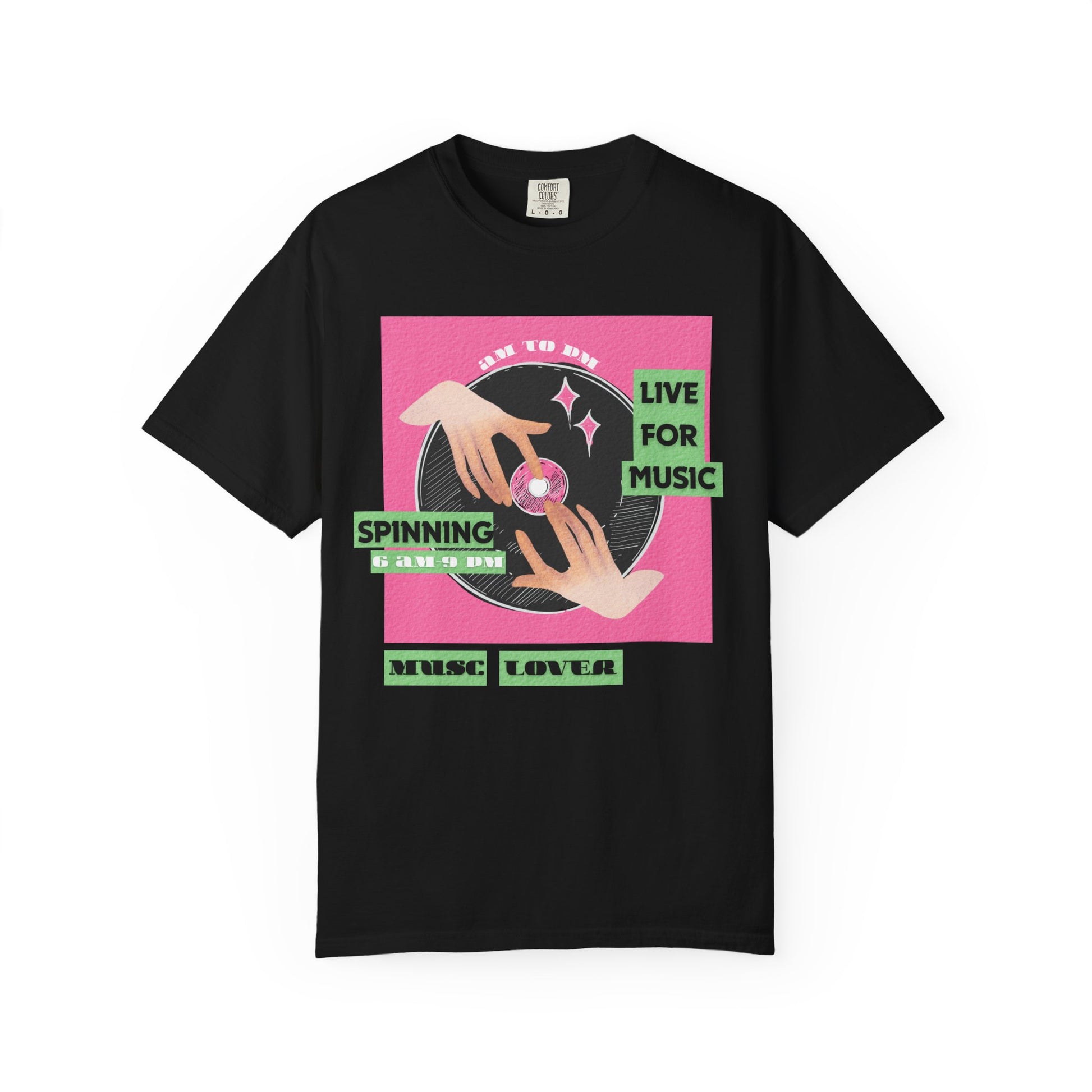 Record spinning apparel in relaxed fit lifestyle shot
