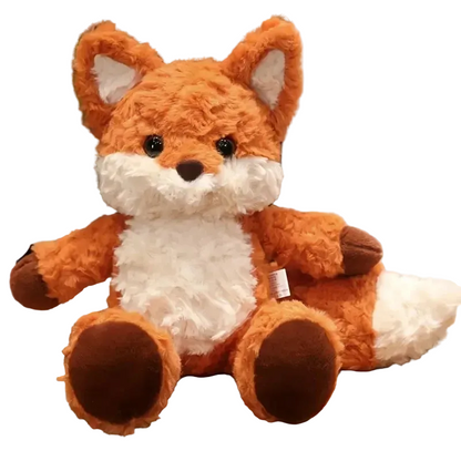 Red fox plush stuffed animal with ripple-fur texture, 35cm