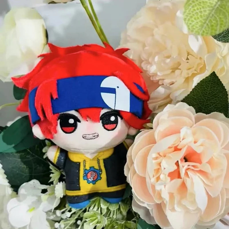 Reki plush front view red hair yellow hoodie skateboarding anime fan gift
