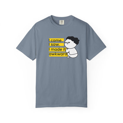 Relatable shirt for socially awkward people front view flat lay