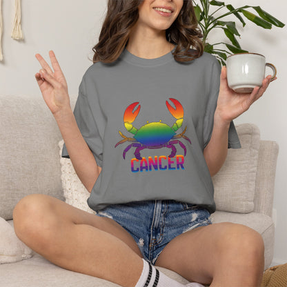 Relaxed fit Cancer zodiac tee with bold crab illustration