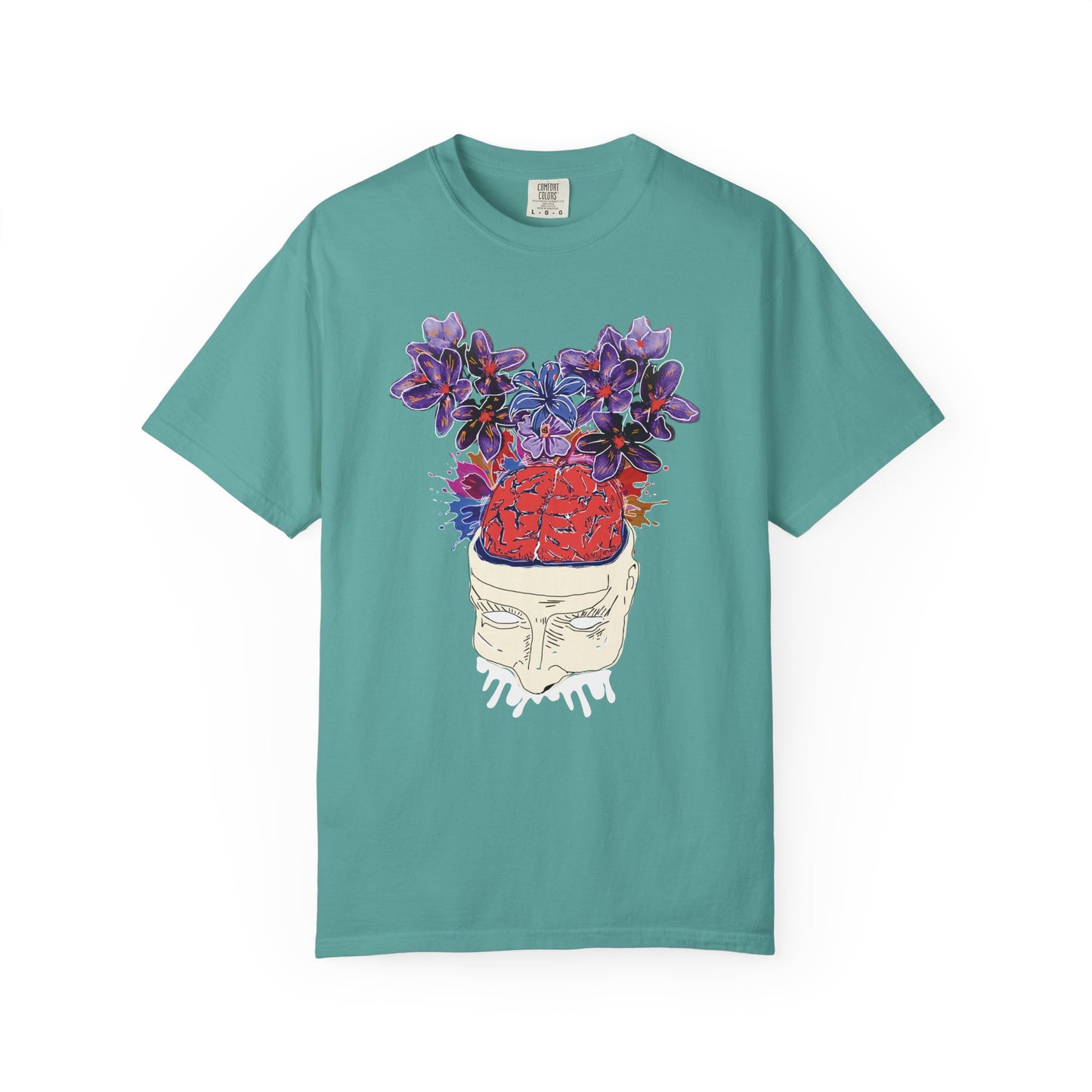 Relaxed fit Comfort Colors 1717 t-shirt showing tubular, side-seam-free construction.