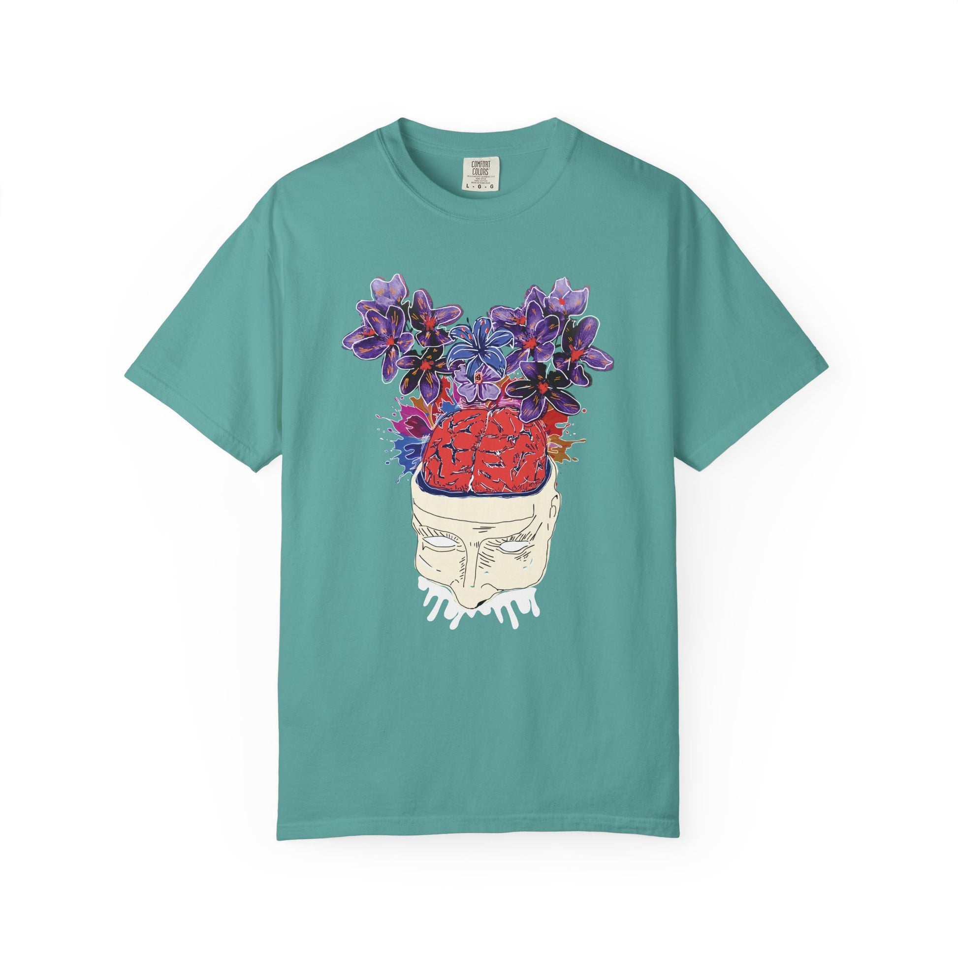 Relaxed fit Comfort Colors 1717 t-shirt showing tubular, side-seam-free construction.