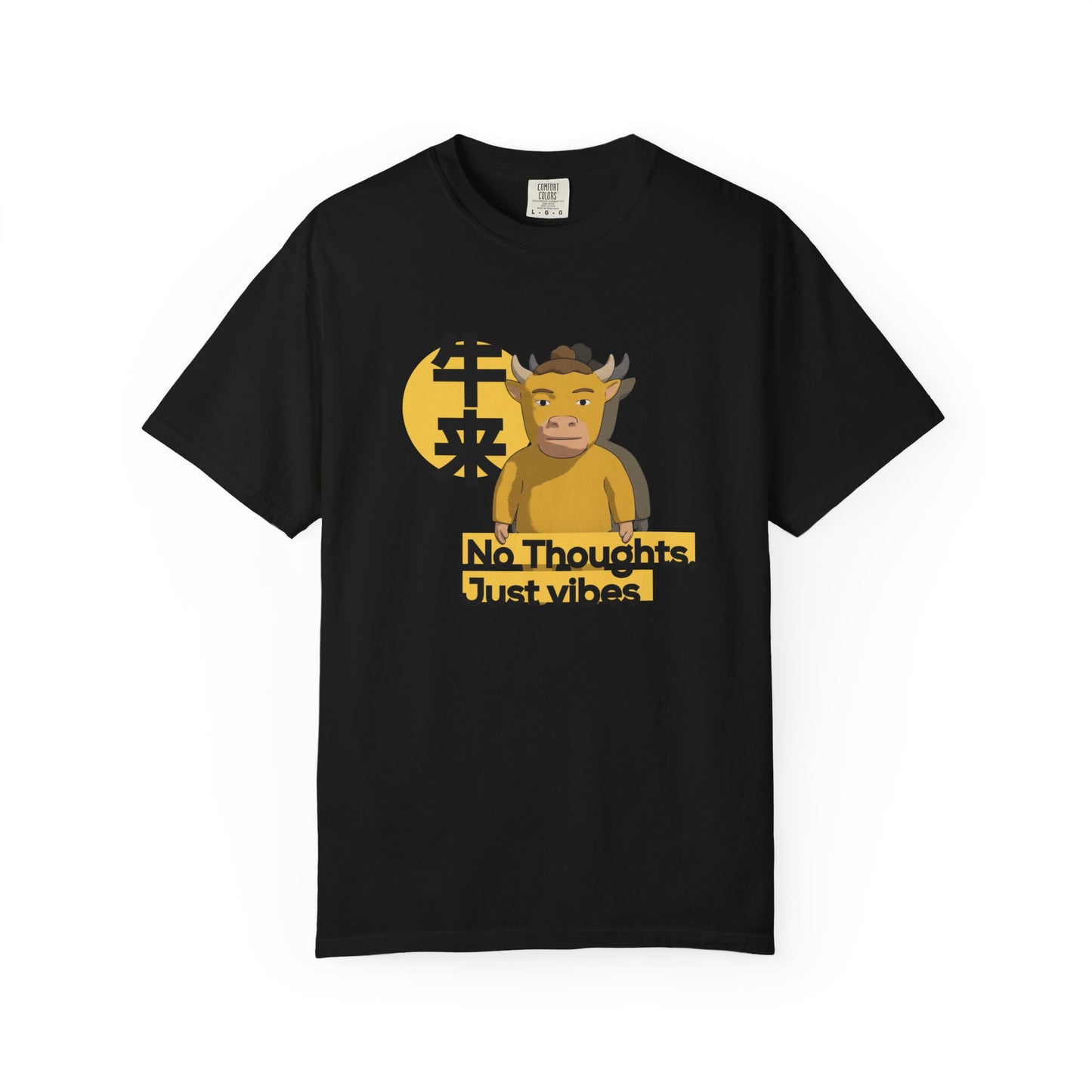 Relaxed fit heavyweight cotton tee with 牛来 character
