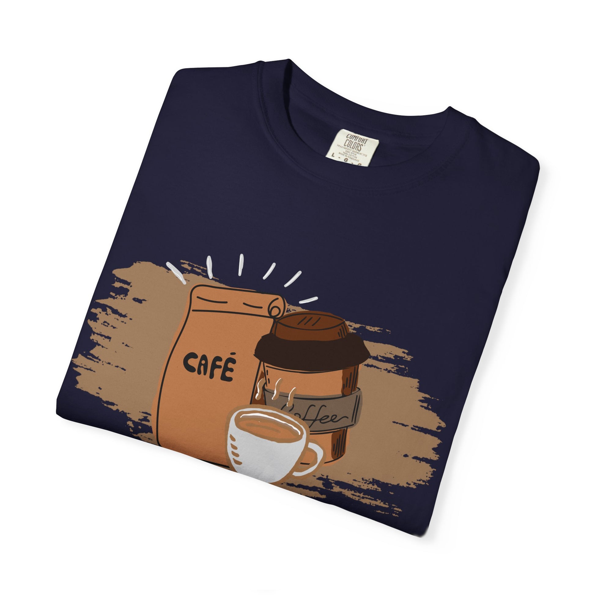 Relaxed fit specialty coffee t-shirt with illustrated café design