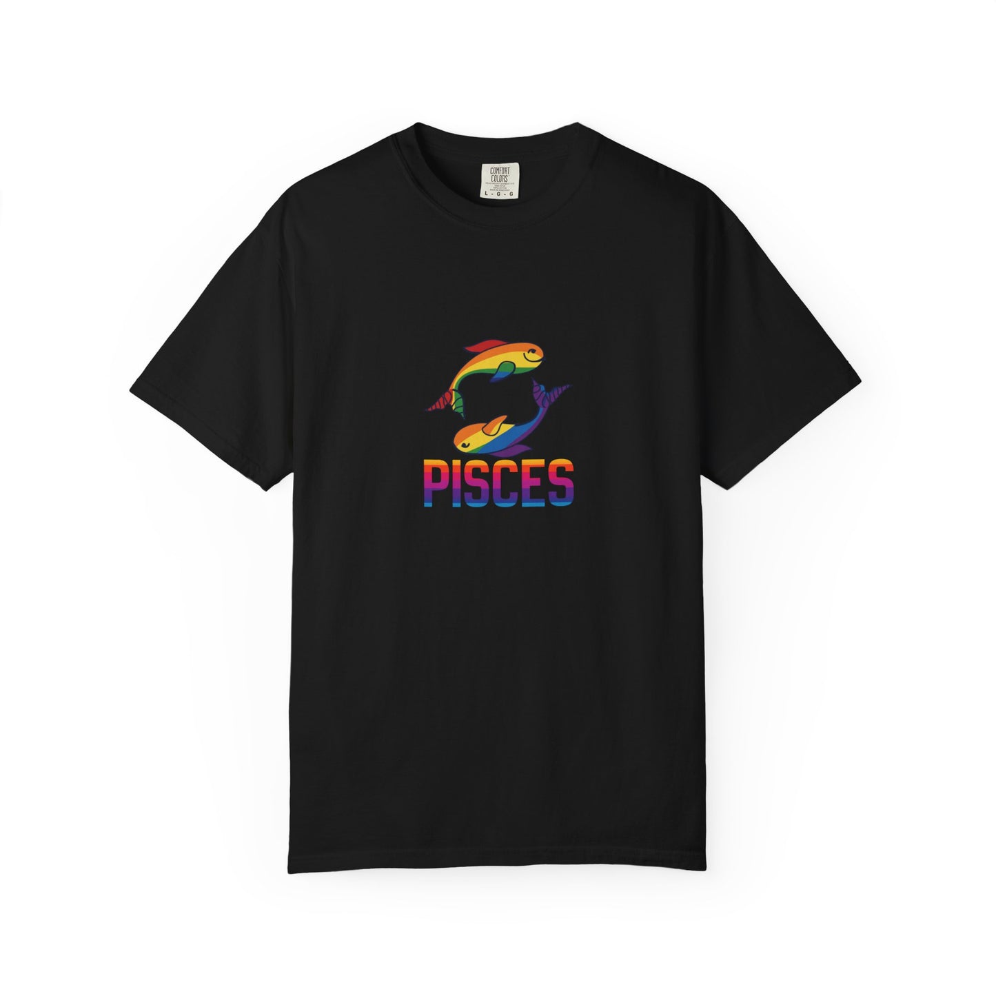 Relaxed fit t-shirt featuring Pisces zodiac art in warm, muted hues.