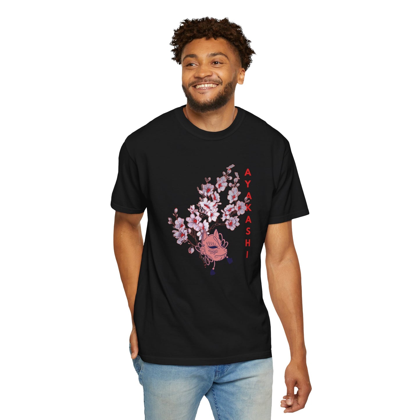 Relaxed silhouette heavyweight tee featuring ayakashi folklore artwork and blossom motif