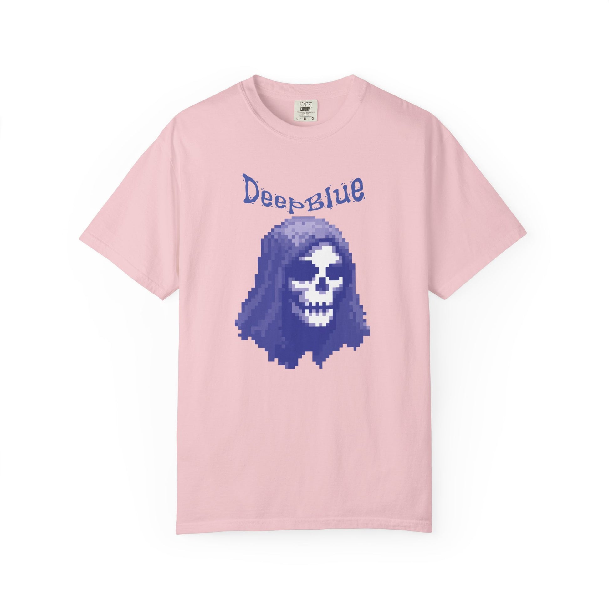 Resynced from the Deep Blue shirt hanging on wall with moody cinematic lighting

