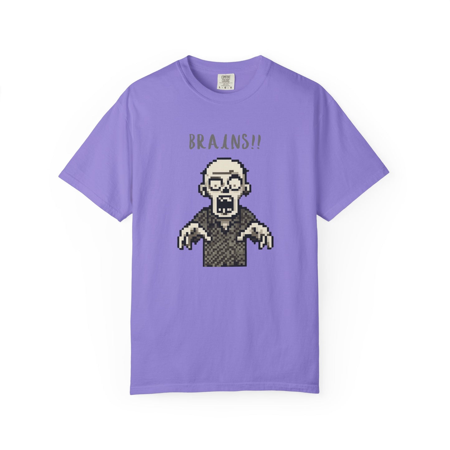 Retro 8-bit horror tee, zombie themed gamer apparel.