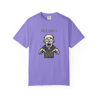 Retro 8-bit horror tee, zombie themed gamer apparel.