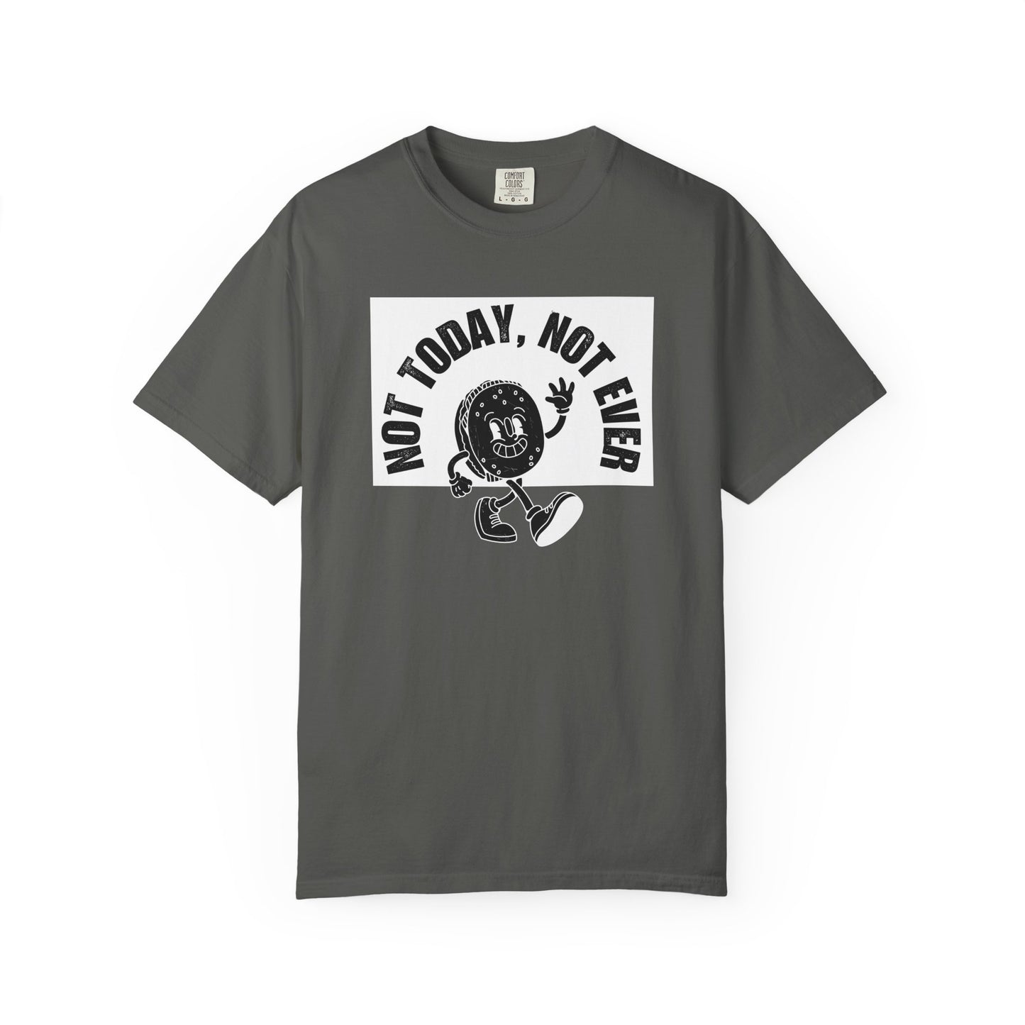Retro coffee character graphic t-shirt I Void Today Not Ever funny adulting humor shirt front view