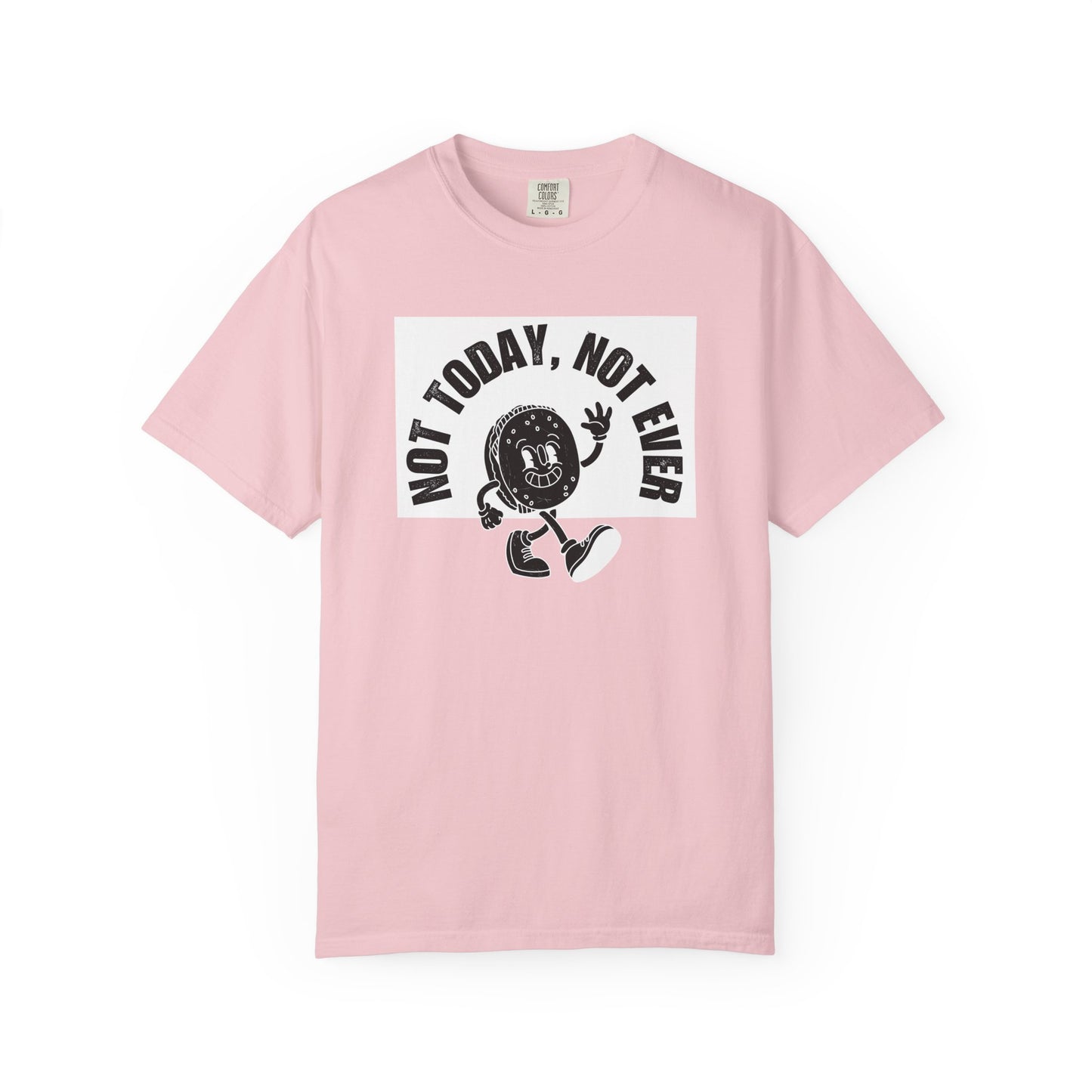 Retro coffee character tee lifestyle photo worn casually with jeans