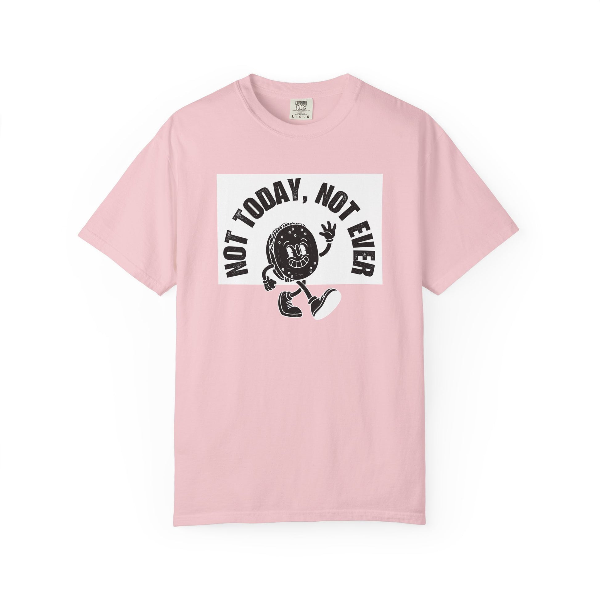 Retro coffee character tee lifestyle photo worn casually with jeans