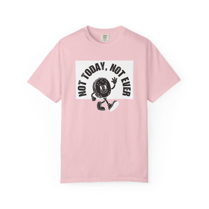 Retro coffee character tee lifestyle photo worn casually with jeans