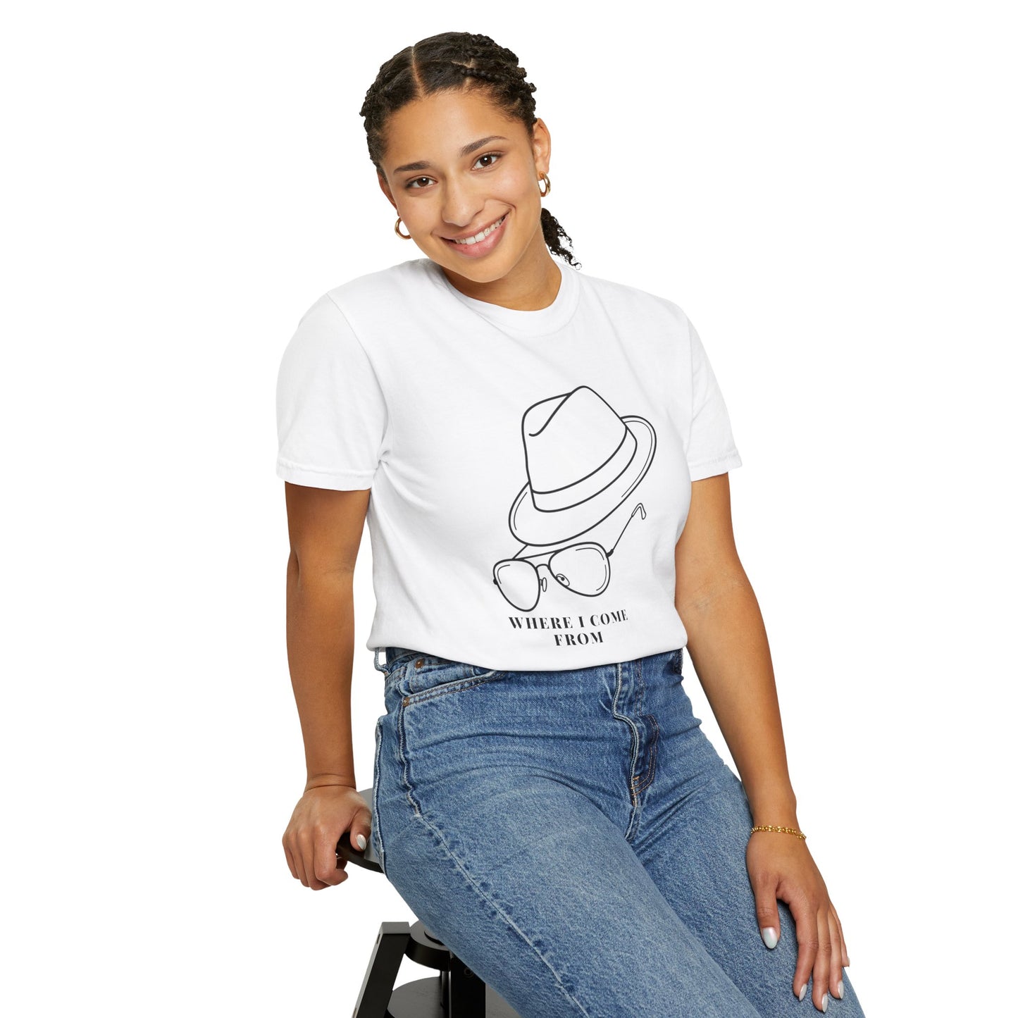 Retro cowboy hat and shades line art country tee