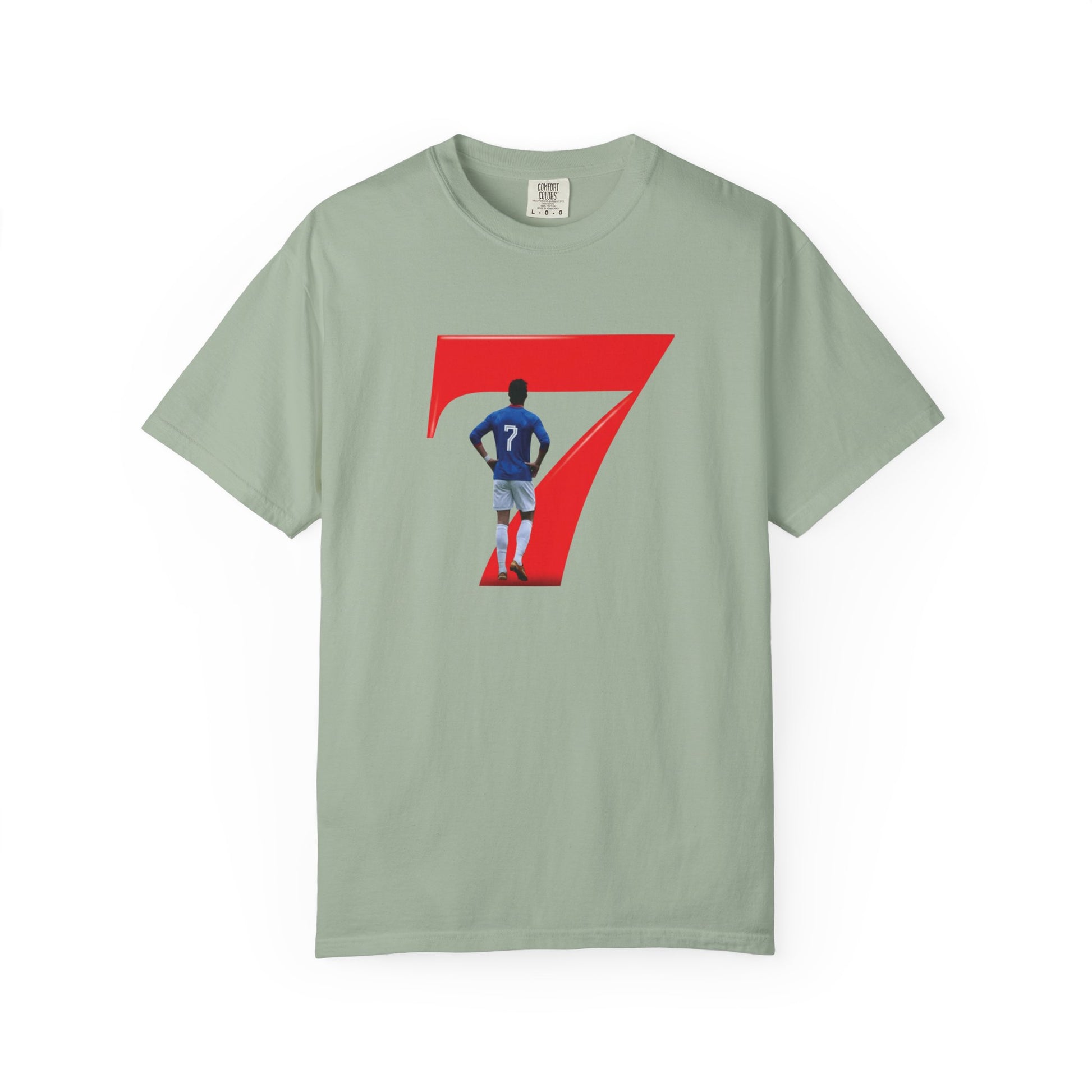 Retro football garment-dyed shirt with iconic No.7 graphic