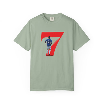 Retro football garment-dyed shirt with iconic No.7 graphic