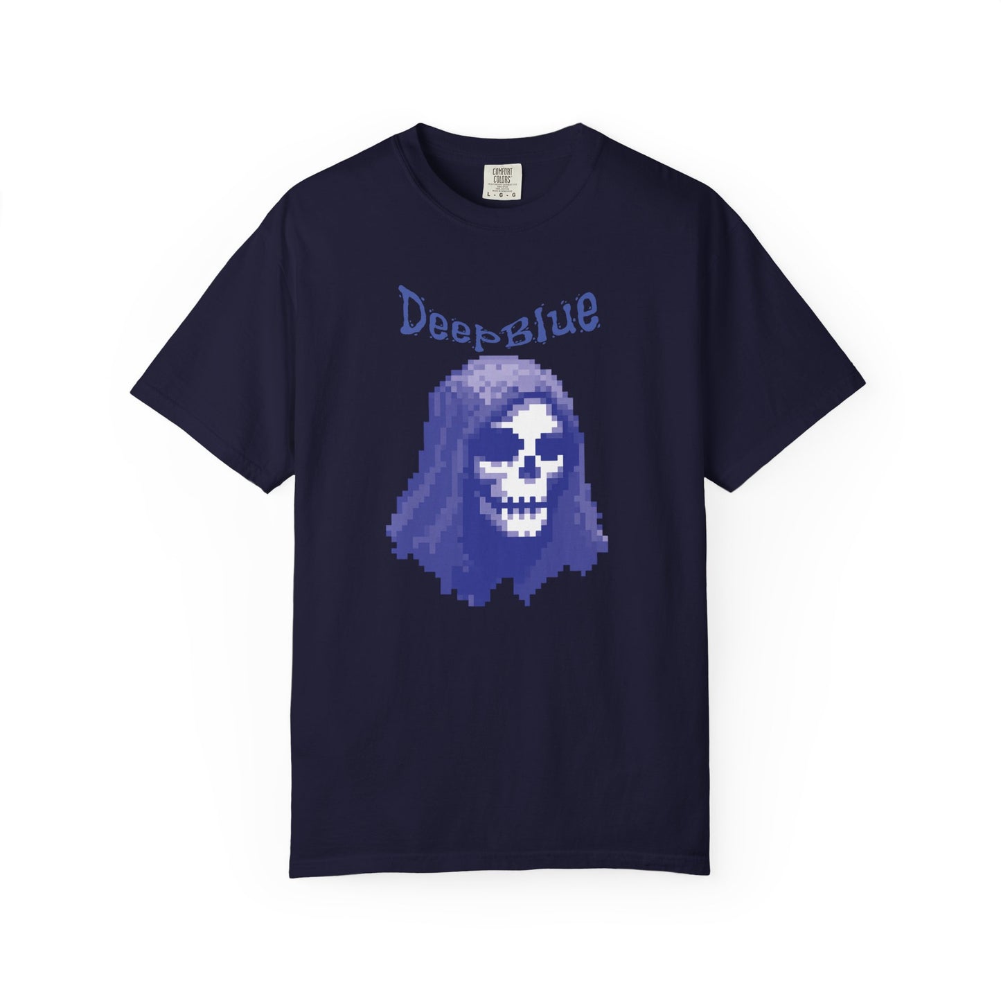 Retro gamer tee with 8-bit pirate skull print on vintage-dyed cotton
