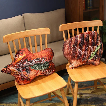 Ribs BBQ plush pillow 55cm realistic novelty home decor cushion