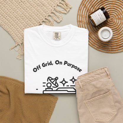 Road trip tee shown from front and back on a neutral studio background