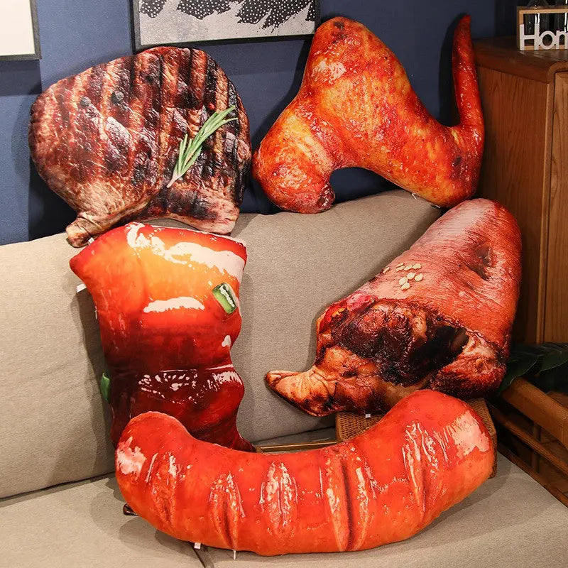 Roast chicken novelty plush pillow 55cm BBQ meat stuffed toy