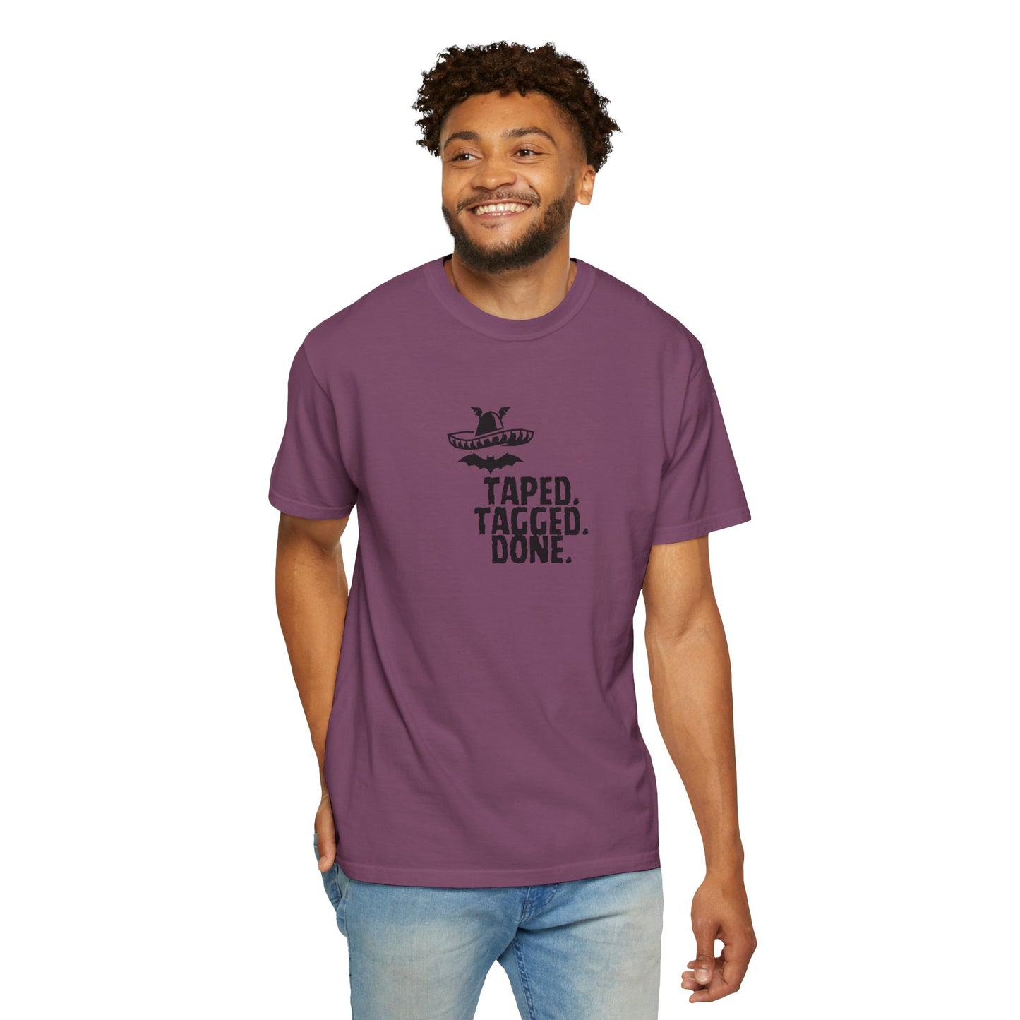 Rolled sleeve styling on The Midnight Mariachi pop culture heavyweight cotton graphic tee
