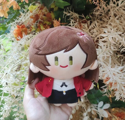 Rosa fan made plush with clothes, full outfit detail close up on white surface