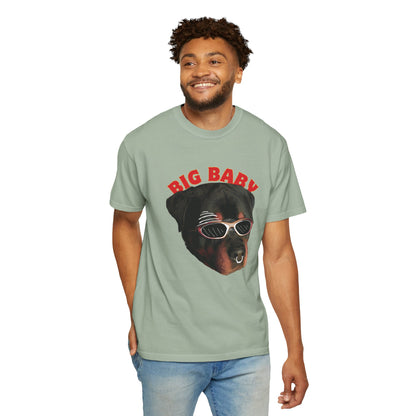 Rottweiler gentle giant graphic tee size comparison flat lay S through 3XL