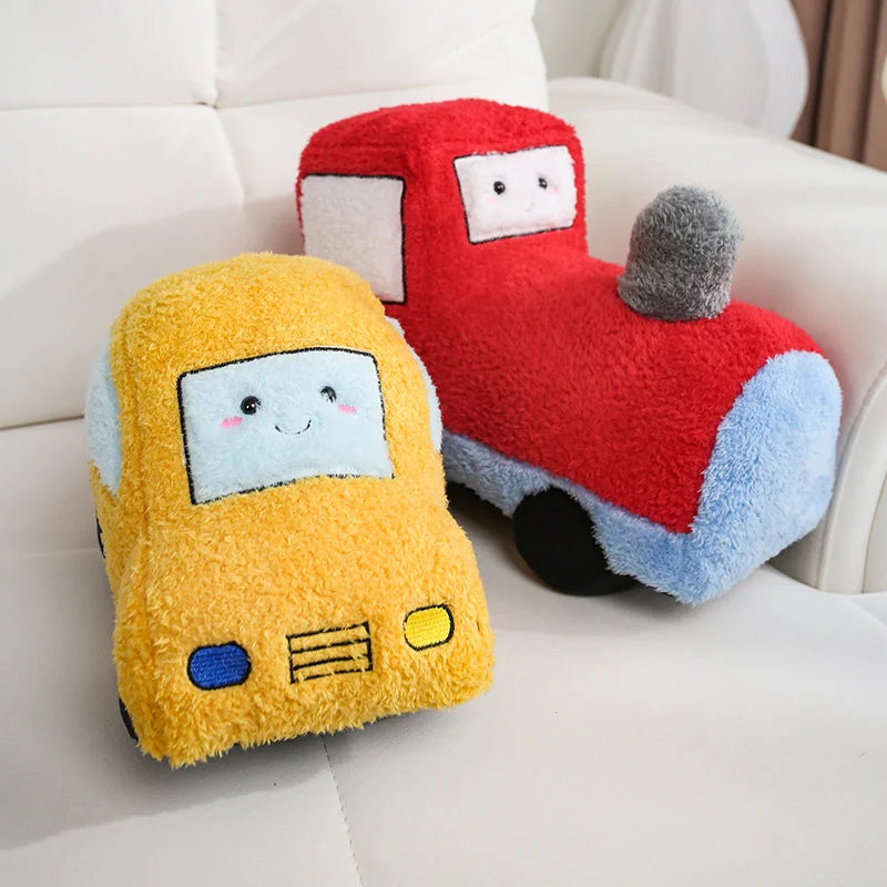 Chunky Vehicle Plushies - Soft Smiling Car Truck Plane Train Plush Toy | Happy Wheels Handmade Stuffed Animal