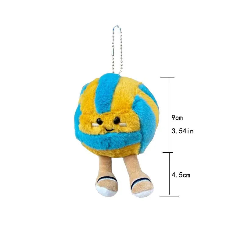 Happy Beach Volleyball Mini Plushie Charm — Cute Volleyball Plush Bag Charm & Key Ring | Sports Bag Decor