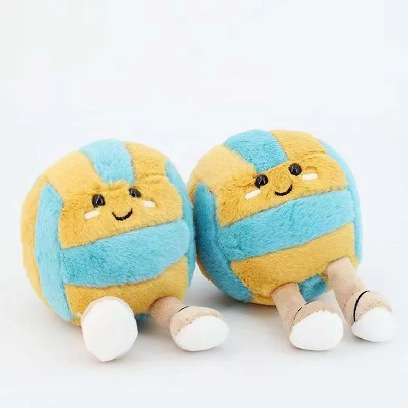 Happy Beach Volleyball Mini Plushie Charm — Cute Volleyball Plush Bag Charm & Key Ring | Sports Bag Decor