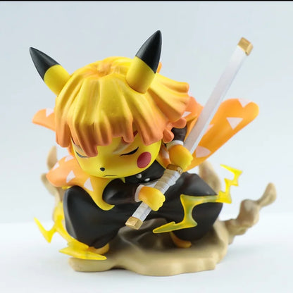Demon Slayer Zenitsu statue in Pikachu crossover