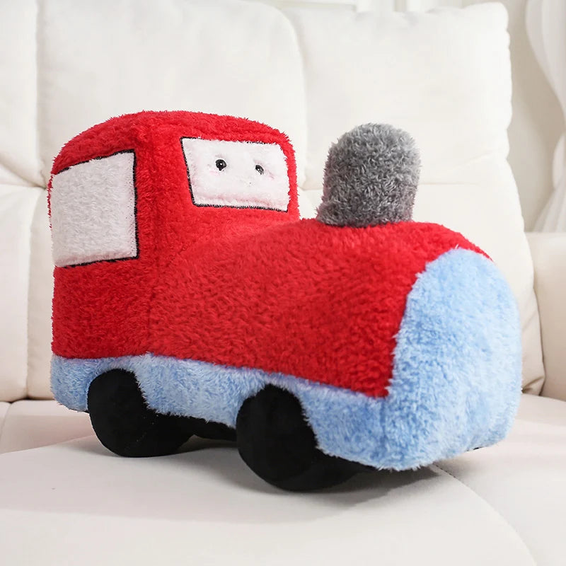 Chunky Vehicle Plushies - Soft Smiling Car Truck Plane Train Plush Toy | Happy Wheels Handmade Stuffed Animal