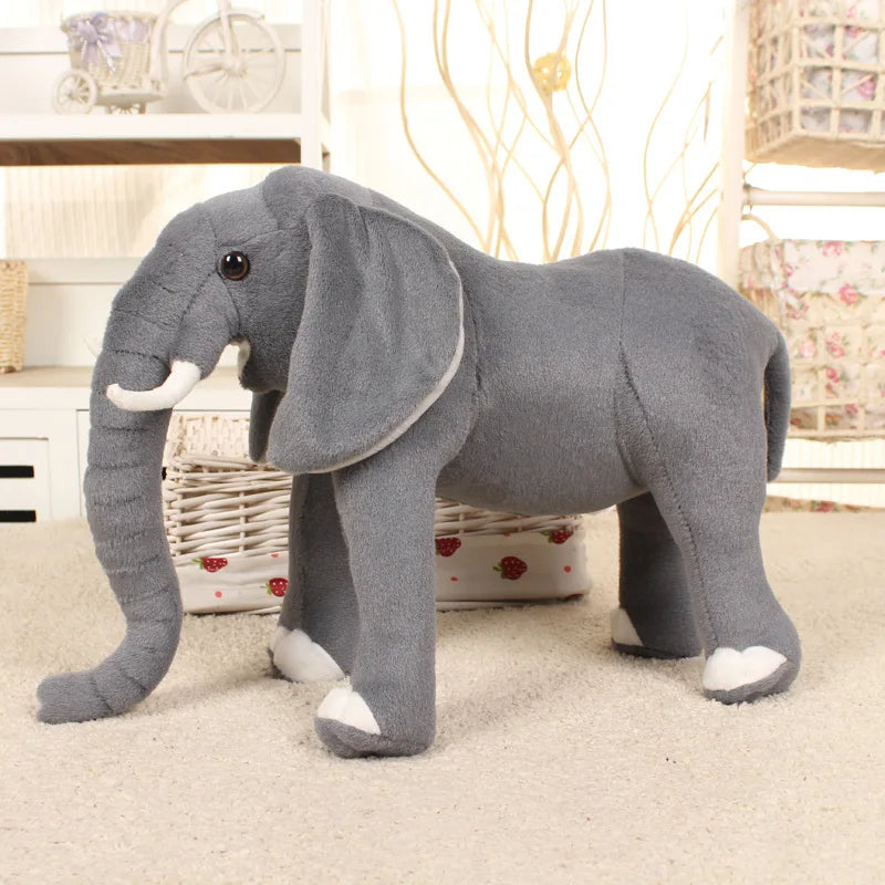 Lifelike Standing Elephant Plush | Realistic Safari Stuffed Animal | Calming Nursery Handmade Plush Toy