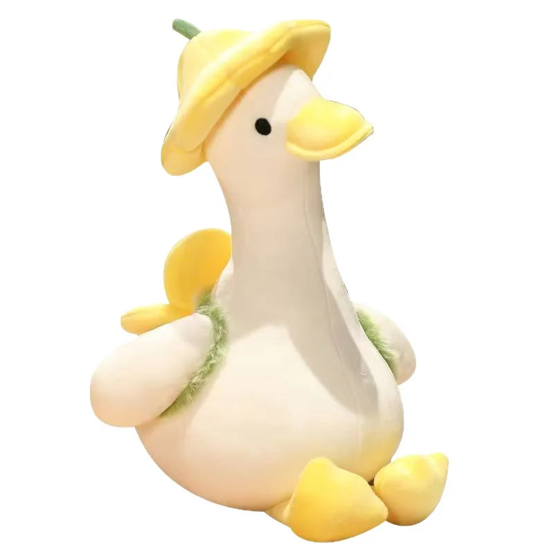 Cute Duck Plush - Super Soft White Goose Stuffed Animal with Tulip Hat, Handmade Duck Plushie 30cm
